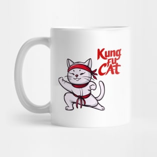 white cat kung fu cat master Mug